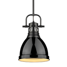 Golden Canada 3604-S BLK-BK - Yep by Golden Lighting Duncan 1-light 9in Rod Hung Pendant in Matte Black and Black shade